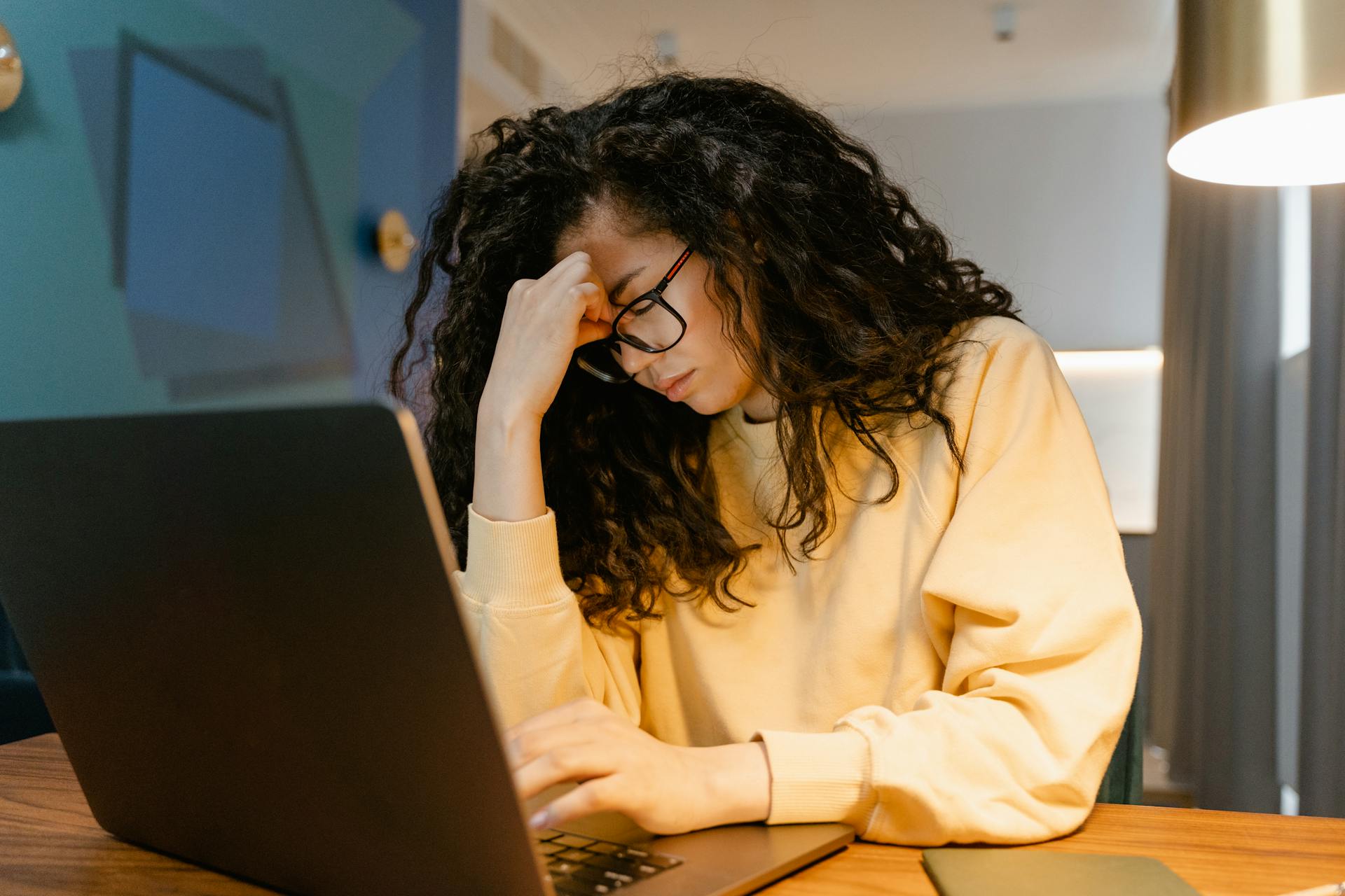 stressed woman on computer